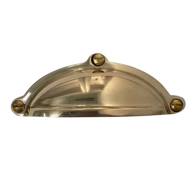 Classic Smooth Cup Bin Pull in Cast Thick Brass - Image 1 of 3