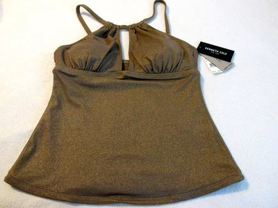 Camiseta Tankini Kenneth Cole New York Tónico Abdomen Talla S NUEVA CON ETIQUETAS DORADO METÁLICO  Foto 1 de 3