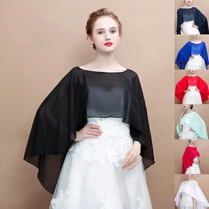 Maglione estivo damigella d'onore festa di nozze scialle in chiffon avvolge tinta unita - Foto 1 di 22