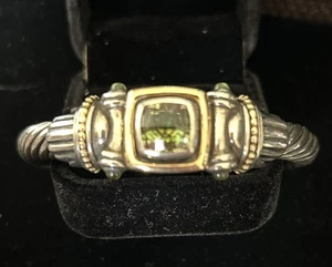 Samuel B (BJC) Silver And Peridot Spring Hinge Cuff Bracelet. 6inch - Picture 1 of 3