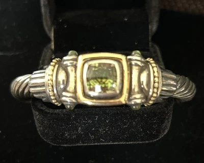 Samuel B (BJC) Silver And Peridot Spring Hinge Cuff Bracelet. 6inch - Image 1 of 3