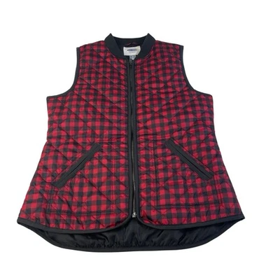 Chaleco acolchado a cuadros Old Navy Rojo Negro Búfalo para mujer pequeño chaleco con cremallera Foto 1 de 4