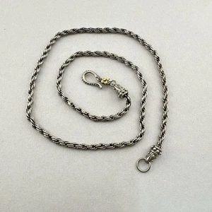 Barbara Bixby Necklace Rope Chain 18K Gold 925 Sterling Silver Twisted 18" Hook - Picture 1 of 13