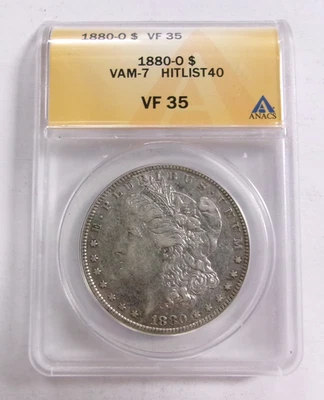 Dólar de plata O Morgan 1888 ANACS VF 35 VAM-7 Foto 1 de 3