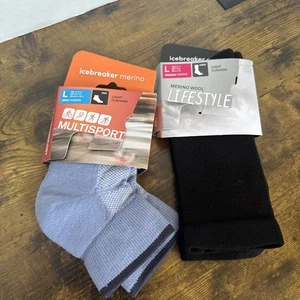 Icebreaker Men's Multisport Lifestyle Merino Socks Large Ankle Crew Bundle x 2 - Picture 1 of 6