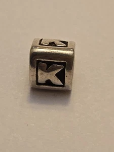 Pandora 925 Sterling Silber Buchstabe K Charm Bead - Bild 1 von 4