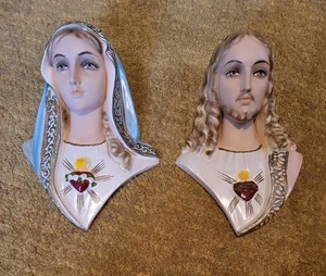 Juego de placas santas cristianas para colgar en la pared de tiza Sagrado Corazón Jesús y María - Imagen 1 de 17