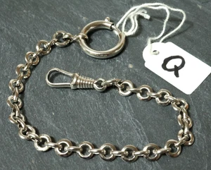 Antiguo Plata Cadena Reloj de Bolsillo Cadena de Reloj Plata Núm Q - Imagen 1 de 7