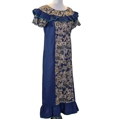 Vintage 70s TORI RICHARD Dress Golden Monarch Collection MuuMuu Maxi LARGE - Image 1 of 4