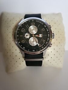 Tommy Hilfiger Men's Watch Day-Date  Month, Black Dial & Nylon Band Fresh Batter