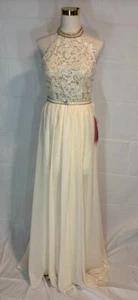 Imoda White Chiffon Gathered Pleated Grecian Empire Wedding Dress Sz 10 - Picture 1 of 2