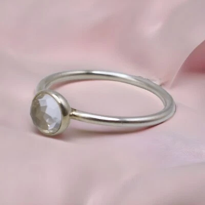 RETIRED Pandora Silver Rock Crystal April Birthstone Droplet Ring Size 54 - Image 1 of 3