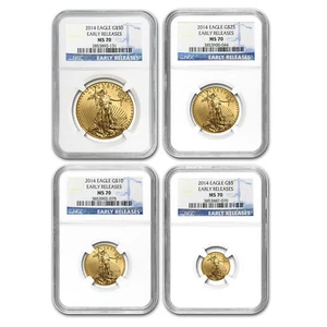 2014 4-Coin American Gold Eagle Set MS-70 NGC (ER) - Picture 1 of 5
