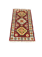 Red Genuine Hand Knotted Kazak Oushak Heriz Geometric Area Rug Carpet 2x4 ft,N12