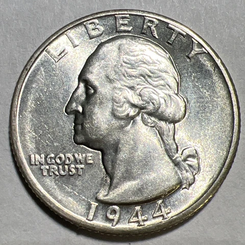 GEM BU 1944-D Washington Silver Quarter Denver Mint USA 25c ACTUAL PHOTOS A4 Cover