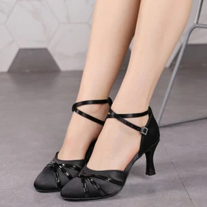 Mujeres Zapatos Modernos Damas Niñas Salón Baile Latino Salsa Práctica Zapatos Satén - Imagen 1 de 22