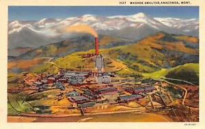 The Big Stack At Washoe Smelter Airplane View Anaconda, MT Vtg 1930's Postcard - Picture 1 of 2