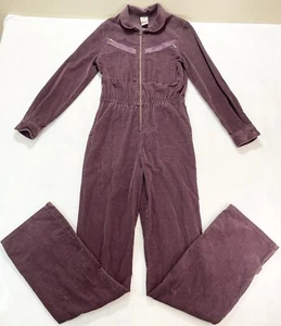 Wrangler Y2K Juniors Sz 9 Corduroy Purple Cotton Blend Zip Collared Jumpsuit - Picture 1 of 19