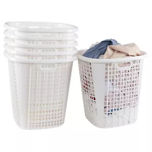 Kekow 6-Packs 50 Liter Plastic Laundry Hamper Clothes Storage Basket With Handle - Picture 1 of 12
