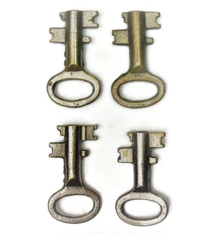 Lot of 4 Antique Vintage Hollow Barrel Lock Skeleton Keys Cover