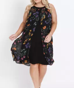 BNWT Ladies Sz 20 Autograph Split Front Black Floral Dress RRP $129.99 - Picture 1 of 4