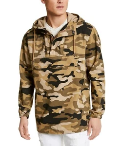 Chaqueta con capucha verde Sun + Stone cuarto con cremallera camuflaje para hombre - Imagen 1 de 1