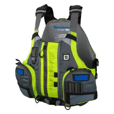 Bluestorm KINETIC Kayak Life Jacket Fishing Vest Type III PFD, HI-VIS GREEN