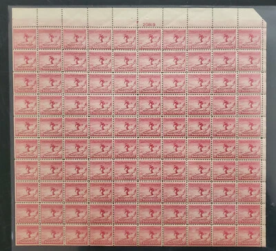US Stamp #716 Olympic Winter Games 1932 Issue Full Pane of 100, F-VF NH CV $90 - Image 1 of 2