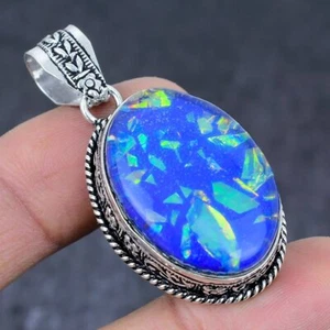 Colgante de joyería de regalo de plata de ley 925 con piedras preciosas de ópalo triplete azul 1,97" w691 - Imagen 1 de 3