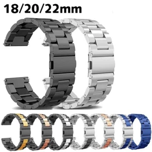 18/20/22mm Metal Watch Strap Replacement Stainless Steel Band Wrist Bracelet - Picture 1 of 8