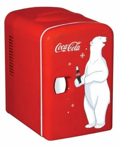 Red Coca Cola Polar Bear Coke Mini Fridge Compact Personal Refrigerator Retro - Picture 1 of 6