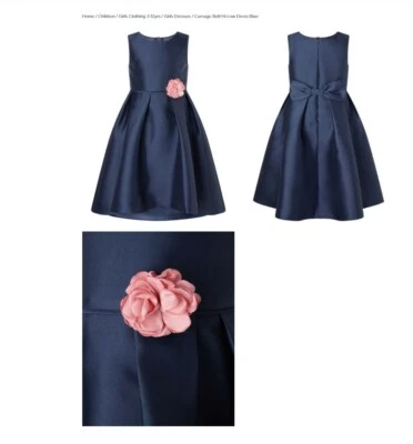 Monsoon Size 9 Sleeveless Corsage Belt Hi-low Navy Blue Girls Dress - Image 1 of 4