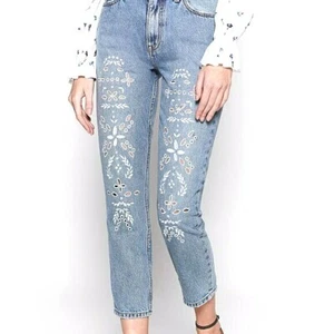 JOIE WESLYN E EYELET CROPPED JEAN IN THE PERFECT WASH SIZE 26 SOFT WASH - Picture 1 of 4