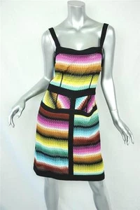 MISSONI Iconic Multi-Color Bright Stretch-Knit Pockets Knee-Length Dress M 42 - Picture 1 of 10
