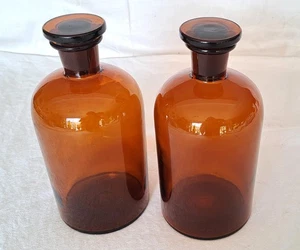 Auflösung-Fundzustand-2+Tolle alte große Glas Apothekerflaschen mit Stöpsel-21cm - Bild 1 von 6