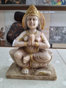 Old Vintage Marble Hindu Goddess of Wealth Lakshmi Laxmi Ma Statue Figurine Idol - Picture 1 of 13