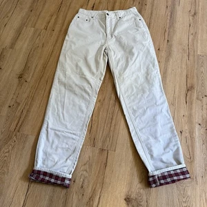 Eddie Bauer Women’s Khaki Pants Flannel Lined 10 Tall Cozy Casual Rugged Cotton - Picture 1 of 10