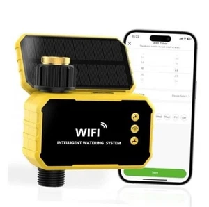 Timer Irrigatore WiFi con Ingresso Ottone, Solare Intelligente per Giardino WiFi Timer Acqua - Foto 1 di 4