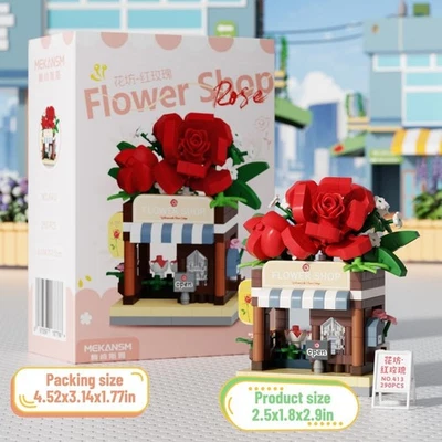 *FREE SHIP* RED ROSE Flower Shop Botanical MINI Nano Building Brick Set - Image 1 of 4