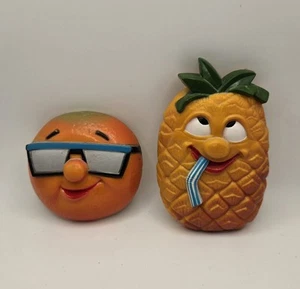 Vintage ARJON Large Plastic Fruit Refrigerator Magnets ~ Orange & Pineapple 🍊🍍 - Picture 1 of 11
