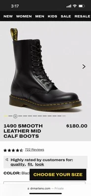 Dr Martens 1490 Smooth leather Mid calf boots  - Image 1 of 4