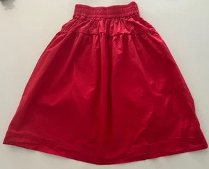 ZARA Girls Size 7 Red 100% Cotton Long Full Skirt Back Pockets Elastic Waist EUC - Picture 1 of 7