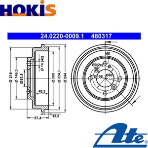 2x BRAKE DRUM 24.0220-0009.1 FOR FORD KA+/III FIESTA/VI/Van ENBI/C12FDOS 1.2L - Picture 1 of 9