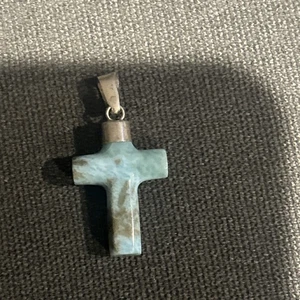Collar Colgante Cruz Larimar SUROESTE Plata de Ley - 6g - Imagen 1 de 2