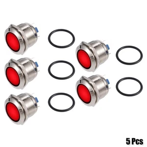 5 Pcs 22mm LED Waterproof Pilot Indicator Signal Warning Light Internal Red - Picture 1 of 6