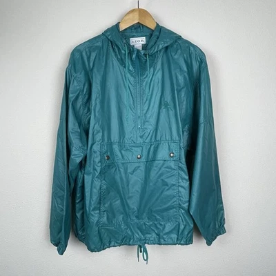 Jaqueta de chuva pulôver náilon verde vintage IZOD 1/4 com zíper com capuz corta-vento tamanho G - Imagem 1 de 4