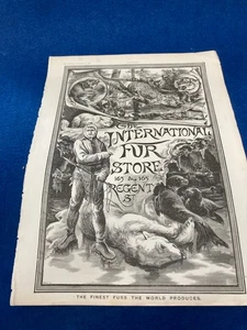 HUNTER FUR   1888 LARGE  ORIGINAL ADVERT TO MOUNT FRAME GIFT POTENTIAL 30/39cm - Picture 1 of 12