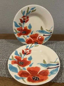 Tabletops Gallery Alissa Essteller x2 Aqua Rot Grün Blumen auf Creme - Bild 1 von 3