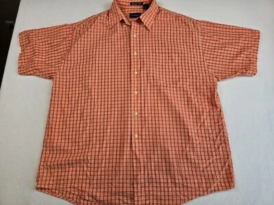 Gant Mens Orange Plaid Short Sleeve Heritage Twill Shirt XL Foto 1 de 4