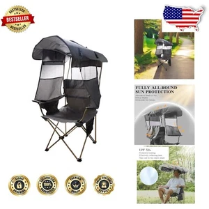 Luxury Outdoor Chair with Canopy Shade, Cup Holder - Ideal for Camping & Beach - Picture 1 of 10
